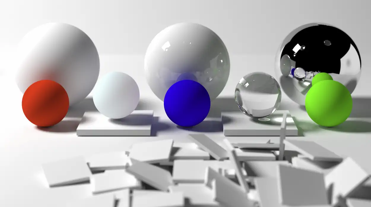 Computer generated image of spheres in different materials.